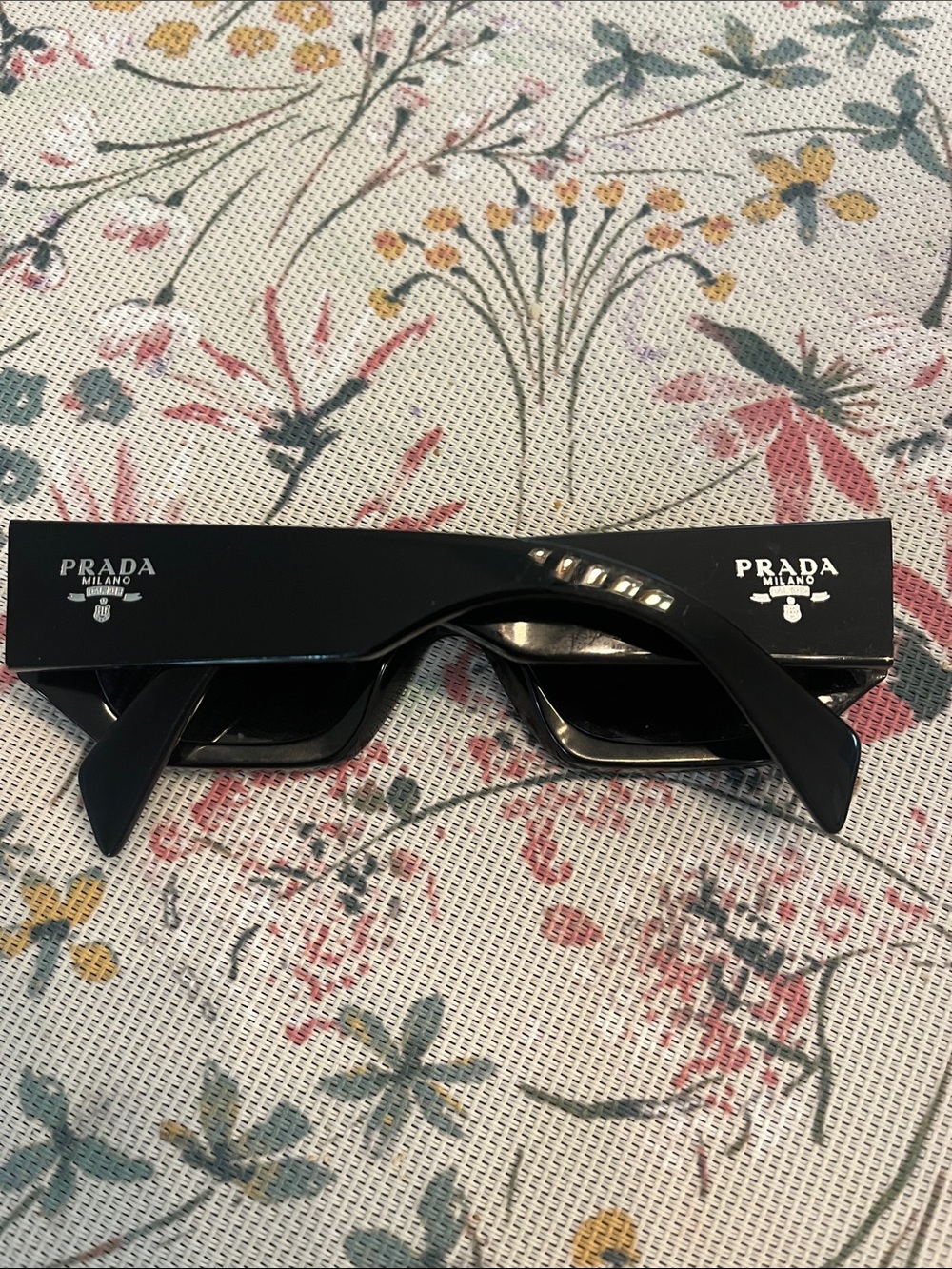 Prada Black Rectangular Logo Sunglasses